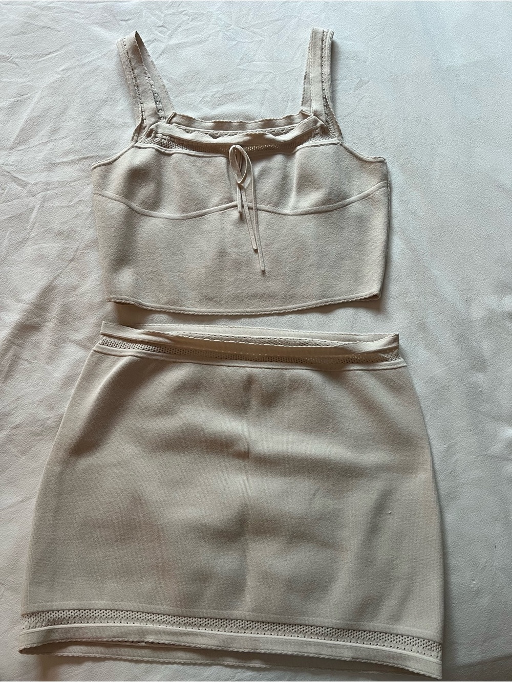 PacSun Cream Two-Piece Crop Top and Skirt Set